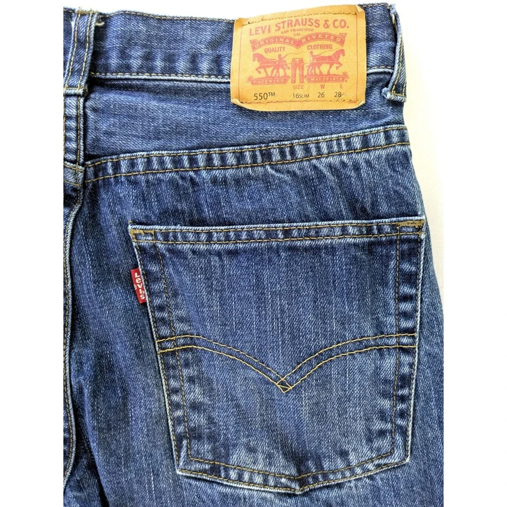 Levis 550 Relaxed Fit Jeans Boys 16 Slim Medium Wash Blue Denim W26 L28